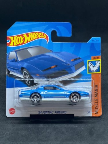 Hot Wheels - 84 Pontiac Firebird Trans Am blue - varianta karty: ROZTRHNUTÝ OBAL