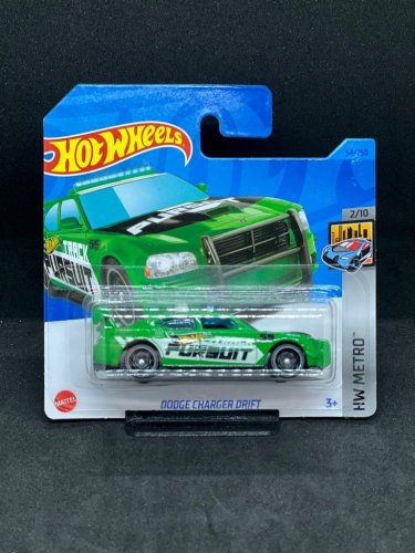 Hot Wheels - Dodge Charger Drift green - varianta karty: POŠKOZENÝ OBAL