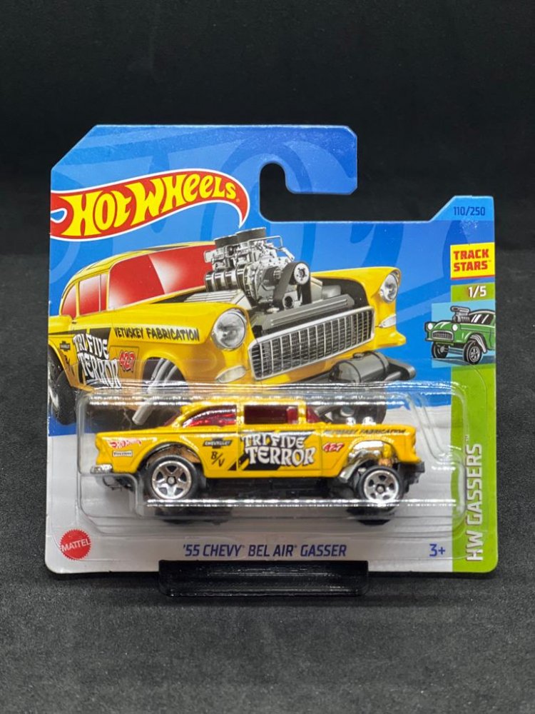 Hot Wheels 55 Chevy Bel Air Gasser yellow card variant FROM THE COLLECTION carshoping