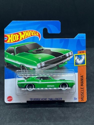 Hot Wheels - 70 Dodge Hemi Challenger - varianta karty: ROZTRHNUTÝ OBAL