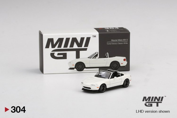 ミニカー MINI GT Mazda Miata MX-5 Classic White MINI GT 1:64 Mazda Miata MX-5 (NA) Tuned Version Classic