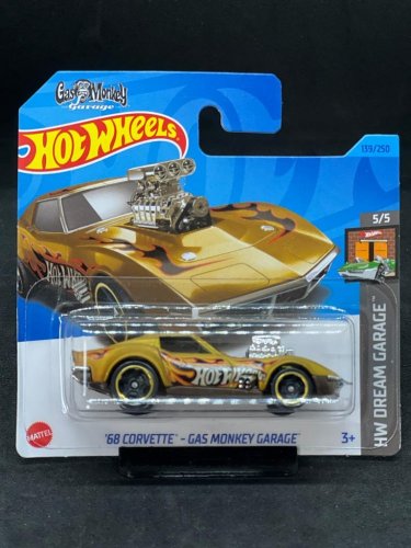 Hot Wheels - 68 Corvette - Gas Monkey Garage - varianta karty: ROZTRHNUTÝ OBAL