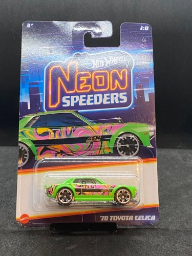 Hot Wheels - 70 Toyota Celica Neon Speeders - varianta karty: POŠKOZENÝ OBAL