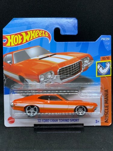 Hot Wheels - 72 Ford Gran Torino Šport orange - varianta karty: ROZTRHNUTÝ OBAL