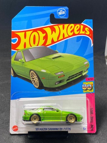Hot Wheels - 89 Mazda Savanna RX-7 FC35 green - card variant: DAMAGED PACKAGE