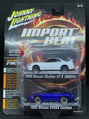 Johnny Lightning - Import Heat - 1999 Nissan Skyline GT-R (BNR34) & 1992 Nissan 240sx Custom