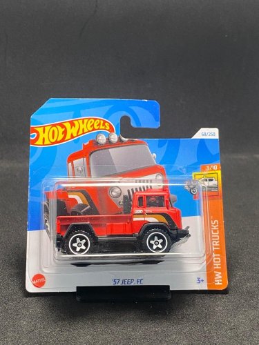 Hot Wheels - 57 Jeep FC red - varianta karty: ROZTRHNUTÝ OBAL