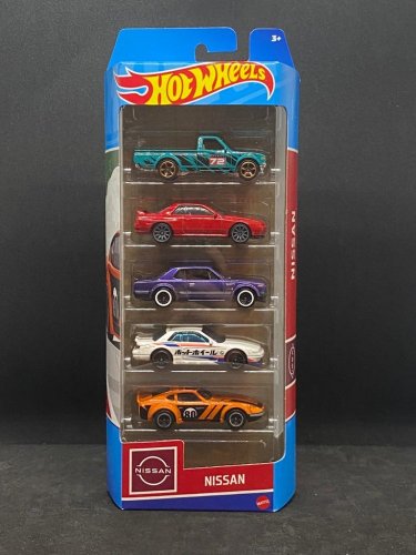 Hot Wheels - Nissan 5pack, Datsun 620, Nissan Fairlady Z, Nissan Silvia (S13) , Nissan Skyline GT-R (BNR32) , Nissan Skyline HT 2000GT-X - card variant: NEW