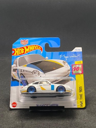 Hot Wheels - 96 Porsche Carrera white - varianta karty: ROZTRHNUTÝ OBAL